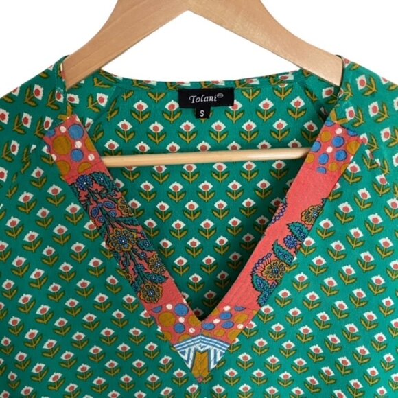 Tolani Nisha Green Silk Tunic Small - Picture 4 of 4